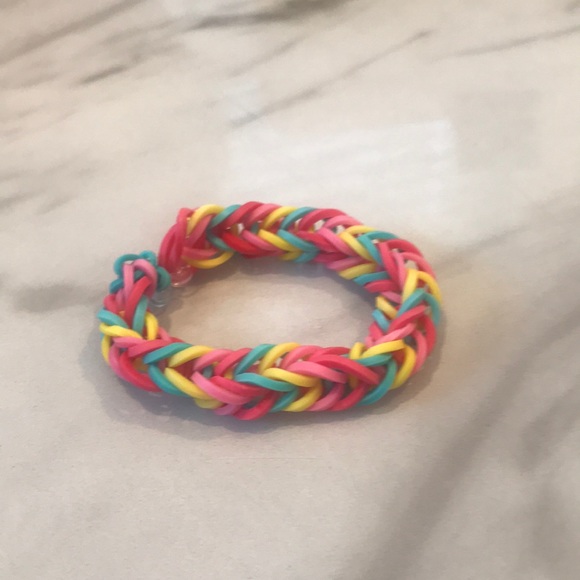 Handmade Pink, Red, Yellow, and Blue bracelets set - Picture 2 of 8
